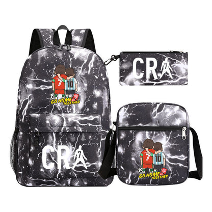 Football Star Cristiano Ronaldo Printed Youth Student Backpack 3pcs/Set Backpacks