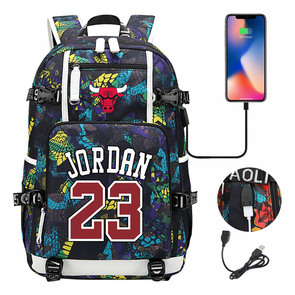 Sports Basketball Star Printed Usb Youth Student Backpack For Men And Women's Leisure Travel Backpack