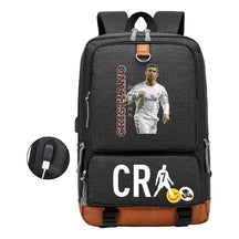 Football Star Cristiano Ronaldo Printed Usb Youth Primary And Secondary School Backpack For Boy And Girl's Leisure Travel Backpack