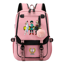 Comics My Heroes Academy Usb Student Backpack Casual Ribbon Flip Backpack