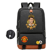 Football Star Cristiano Ronaldo Printed Usb Youth Backpack For Leisure Travel Backpack