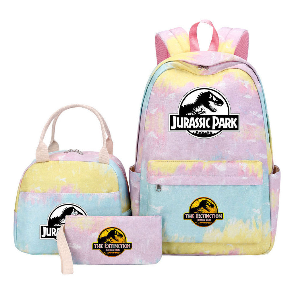 Jurassic Park Dinosaur Youth School Bag Lunch Bag Three Piece Set Backpack Set