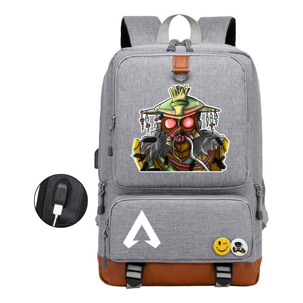Apex Hero Print Usb Student Backpack Casual Backpack