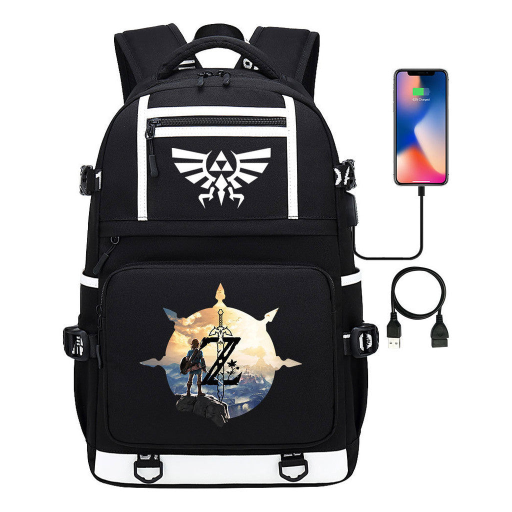 Legend Of Zelda Printed Usb Youth Student Backpack Men's And Women's Backpack Leisure Travel Bag