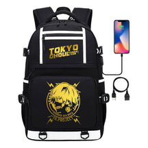 Golden Anime Tokyo Ghoul Print Usb Youth Student Backpack For Men And Women Leisure Travel Backpack
