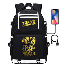 Golden Anime Tokyo Ghoul Print Usb Youth Student Backpack For Men And Women Leisure Travel Backpack
