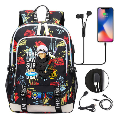 Pirate King Print Youth Student Backpack Usb Casual Backpack