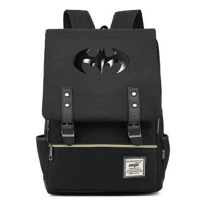 Superhero Batman Print Student Backpack Casual Belt Buckle Classic Backpack