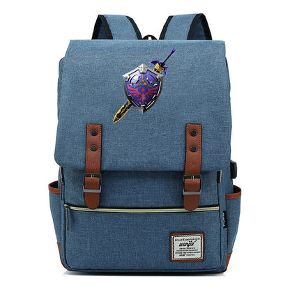 Printed Youth Student Backpack Usb Men's And Women's Casual Backpack
