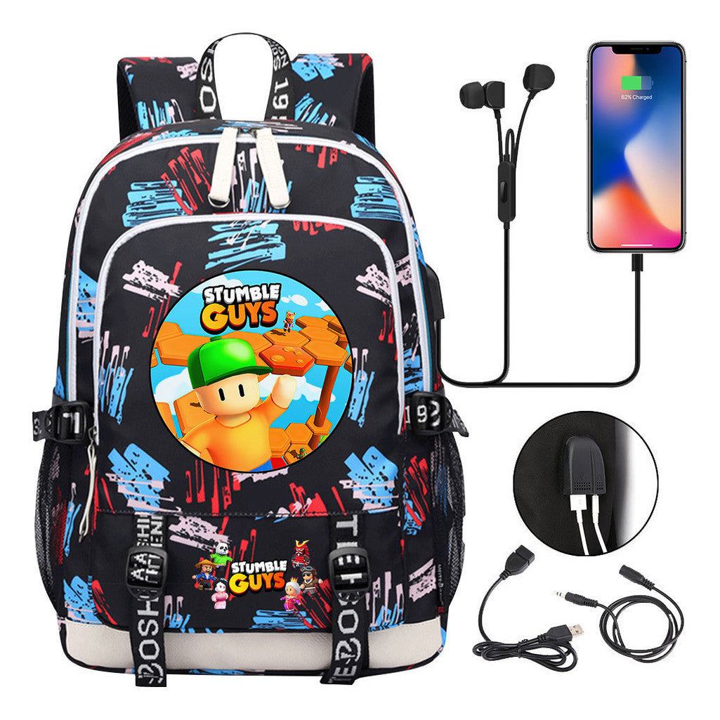 Printed Youth School Bag Usb Casual Backpack Travel Backpack