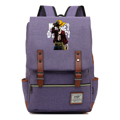 Anime Pirate King Luffy Printed Student Backpack For Men And Women With Casual Belt Buckle Classic Backpack