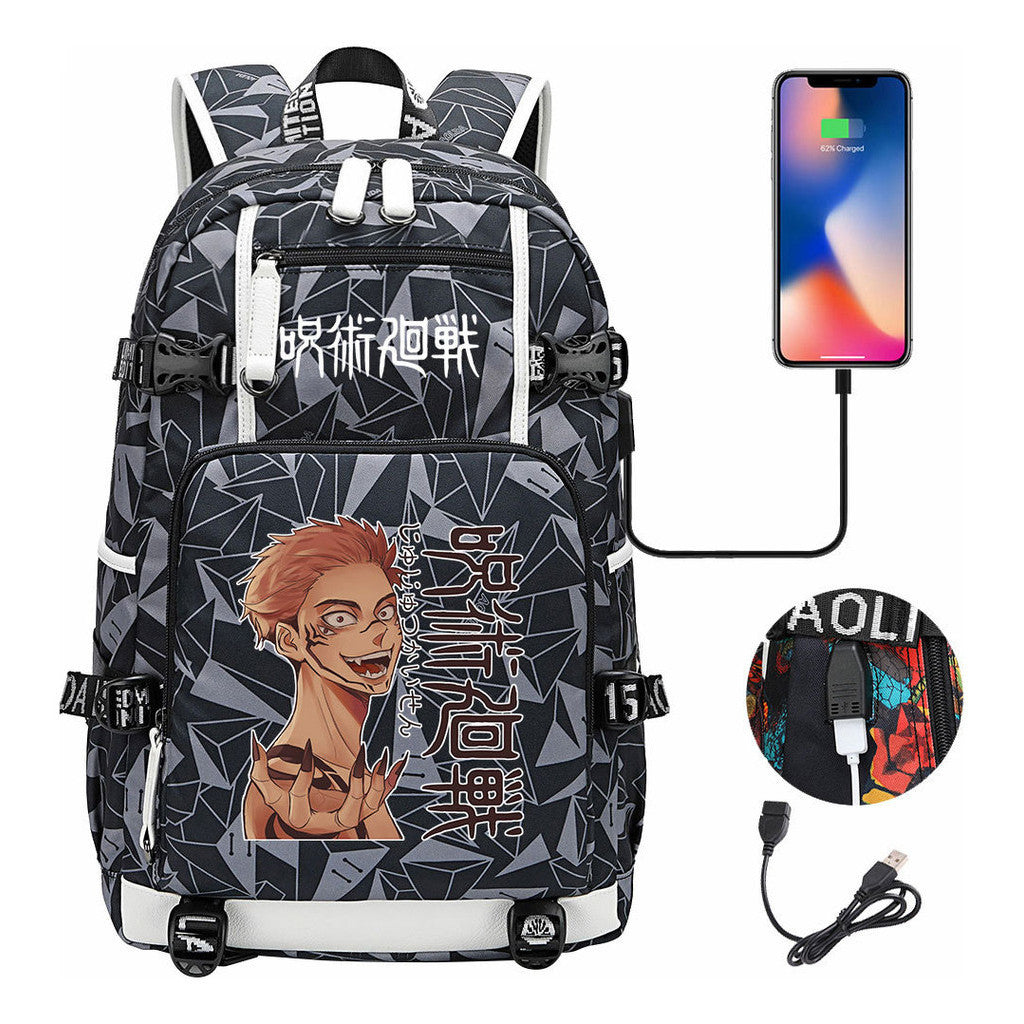 Printed Usb Youth Student Backpack For Men And Women's Leisure Large Capacity Travel Backpack