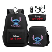 Interstellar Baby Stitch Usb Password Lock Youth Student Backpack 3-piece Set For Men And Women Backpacks