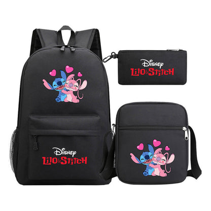 Starry Baby Stitch Printed Youth School Bag Three Piece Set For Men And Women Shoulder Set Backpack