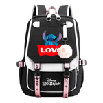 Interstellar Baby Stitch Usb Backpack For Boys And Girls Casual Woven Strap Flip Backpack