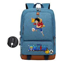 Cartoon Pirate King Printed Usb Student Backpack Leisure Travel Backpack
