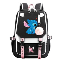 Interstellar Baby Stitch Usb Student Backpack For Boys And Girls, Casual Woven Strap Flip Back Backpack