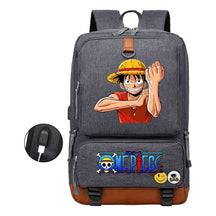 Cartoon Pirate King Print Usb Youth Backpack For Boys And Girls Leisure Travel Backpack