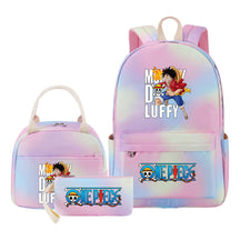 Cartoon Pirate King Student Girls School Bag Lunch Bag Three Piece Set Backpack Set