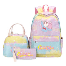 Beautiful Girl Warrior Student Schoolbag Lunch Bag Three Piece Set Backpack Cover