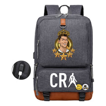 Football Star Cristiano Ronaldo Printed Usb Youth Student Backpack For Leisure Travel Backpack