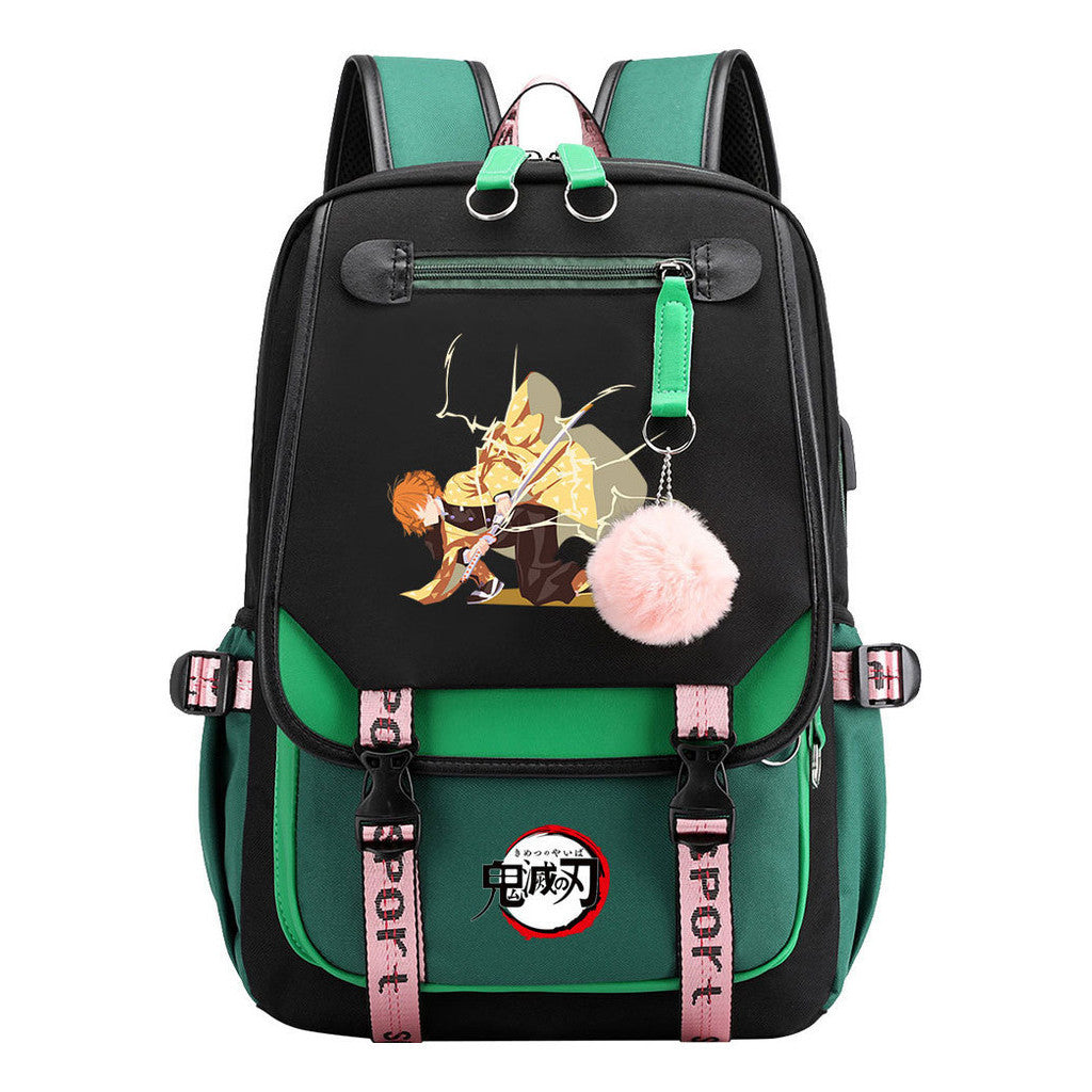 Cartoon Fashion Usb Student Backpack With Casual Woven Strap Flip Back Backpack