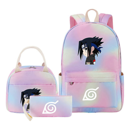 Naruto Youth Student School Bag Lunch Bag Three Piece Set Backpack Set