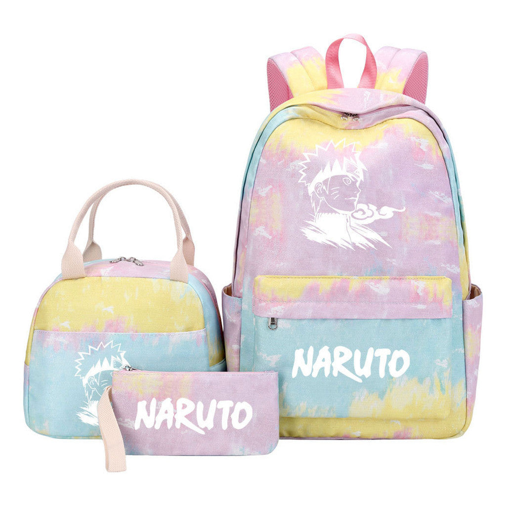 Naruto Teenage Student Girls School Bag Lunch Bag Three Piece Set Backpack Set