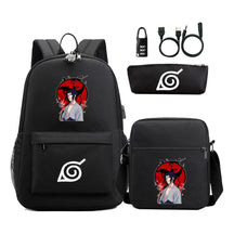 Naruto Usb Password Lock Youth Student Backpack Three Piece Set For Men And Women Backpack Set