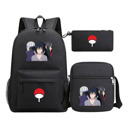 Anime Naruto Starry Sky Youth School Bag Three Piece Set For Men And Women Backpack Set