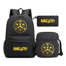 Golden Anime Naruto Starry Sky Youth Student Backpack Set, 3-piece, Men's And Women's Backpack Set