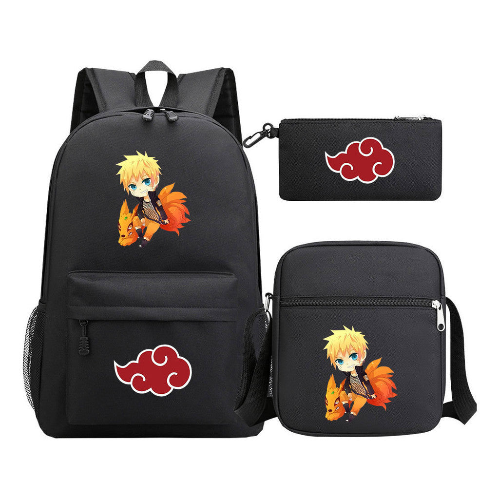 Anime Naruto Starry Sky Youth School Bag Three Piece Set For Boys And Girls Backpack Set