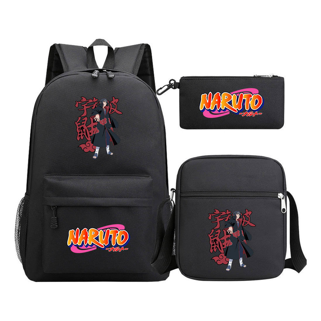 Anime Naruto Starry Sky Student School Bag Three Piece Set For Men And Women Backpack Set