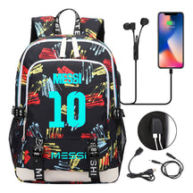 Blue Luminous Sports Football Star Teenagers Schoolbag Usb Leisure Backpack Men And Women