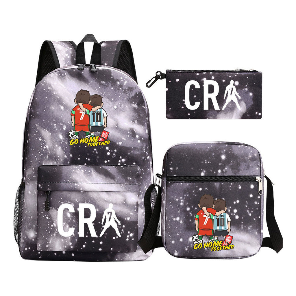 Football Star Cristiano Ronaldo Printed Youth Student Backpack 3pcs/Set Backpacks