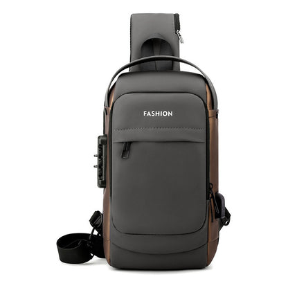 Usb Chest Bag Password Lock Men's Shoulder Bag Casual Sports Waist Bag Small Bag Multifunctional Crossbody Bag