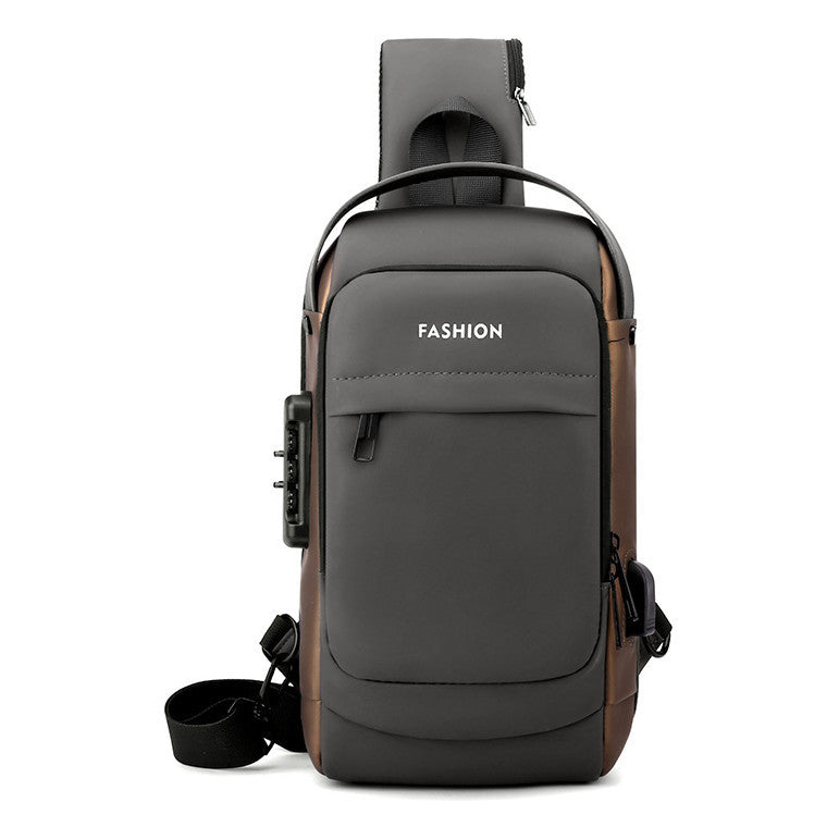 Usb Chest Bag Password Lock Men's Shoulder Bag Casual Sports Waist Bag Small Bag Multifunctional Crossbody Bag