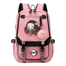 Cartoon Fashion Usb Youth Student Backpack Boy's And Girl's Leisure Ribbon Flip Backpack