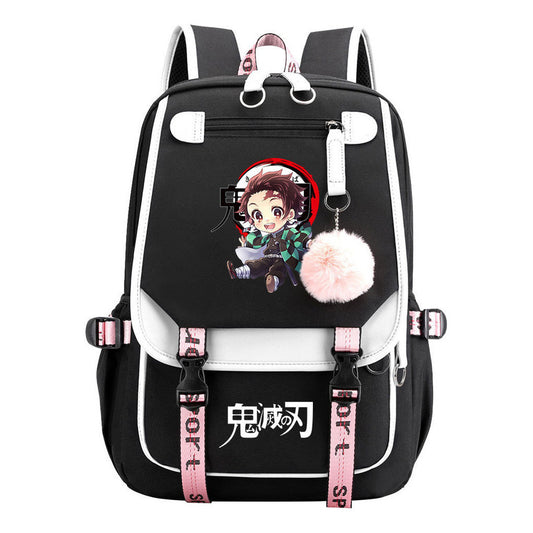 Cartoon Fashion Usb Student Backpack With Casual Woven Strap Flip Back Backpack