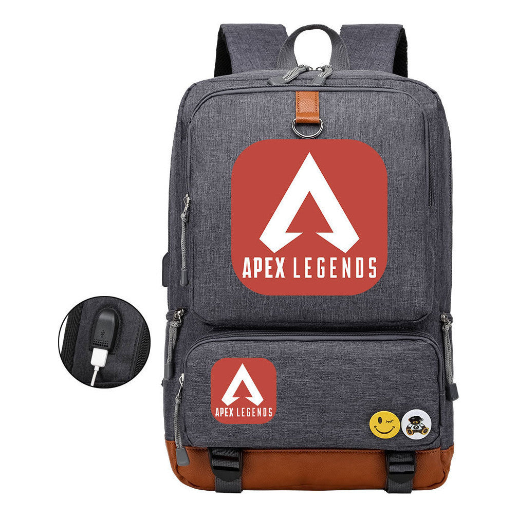 Apex Hero Print Usb Youth School Bag Travel Backpack