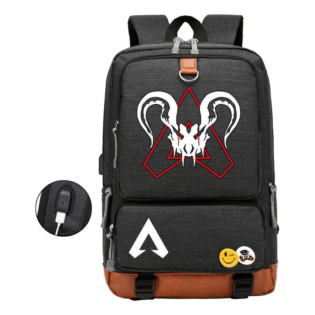 Apex Hero Print Usb Student Backpack Casual Backpack