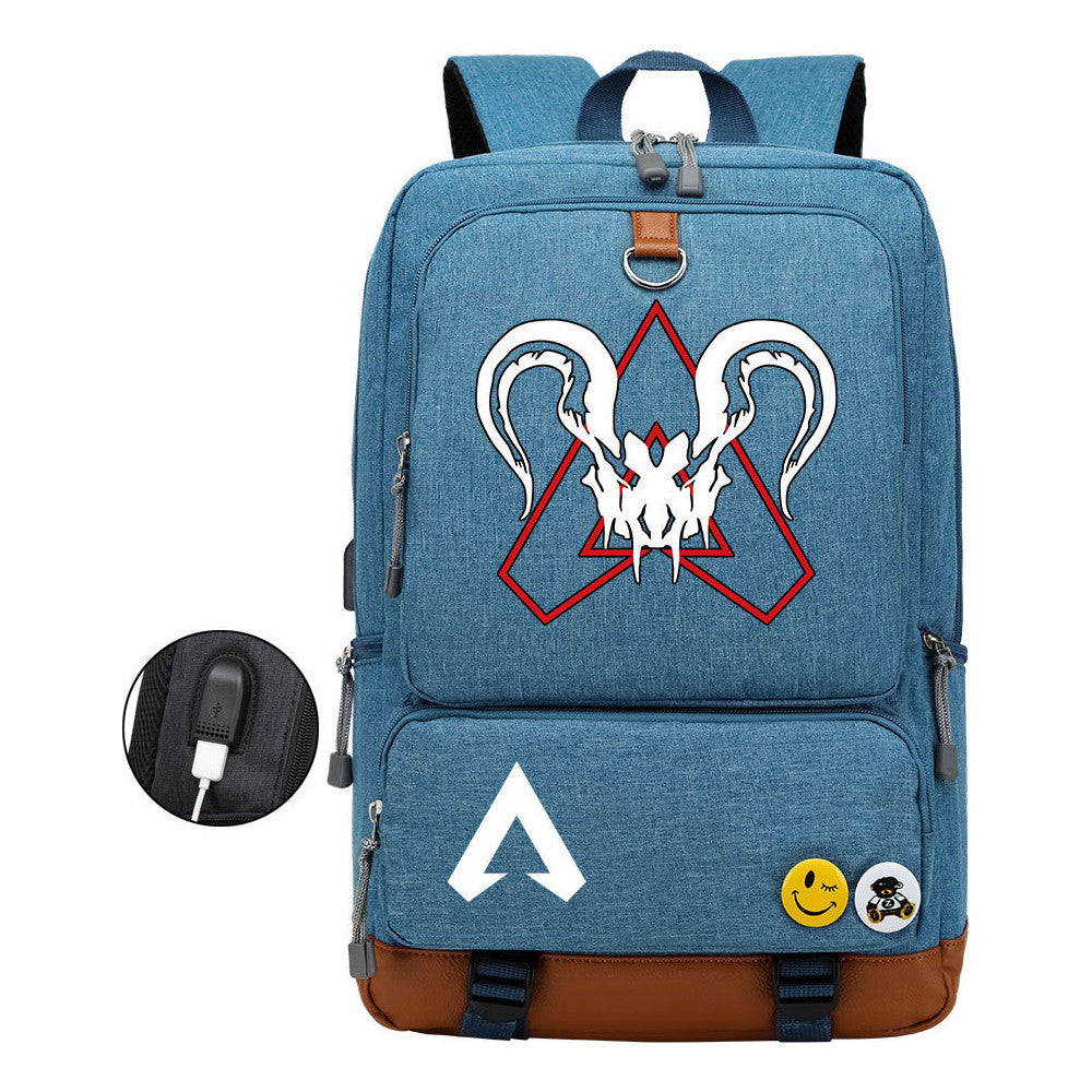 Apex Hero Print Usb Student Backpack Casual Backpack