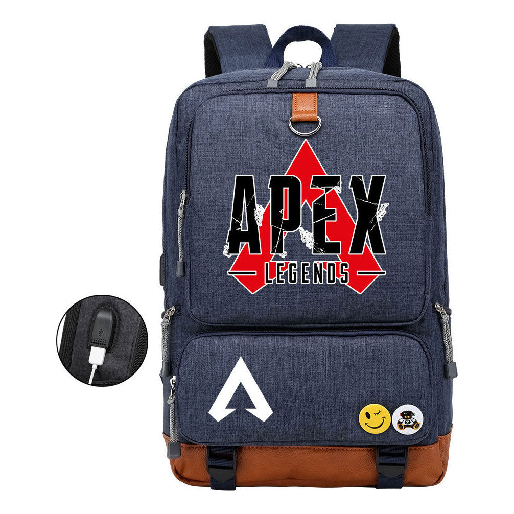 Apex Hero Print Usb Student Backpack Casual Backpack
