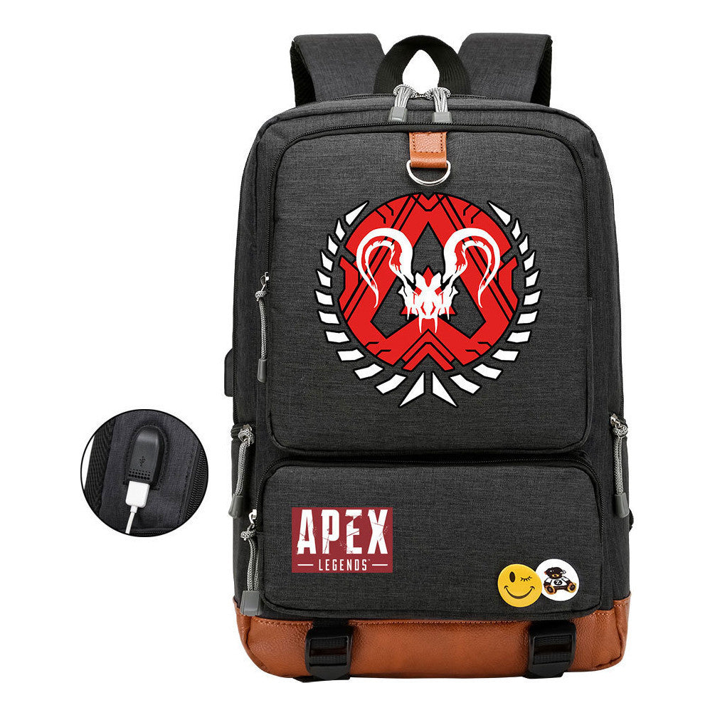 Apex Hero Print Usb Student Backpack For Leisure Travel Backpack