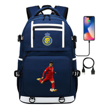 Football Star Cristiano Ronaldo Printed Usb Youth Student Backpack For Men And Women, Backpack For Leisure Travel