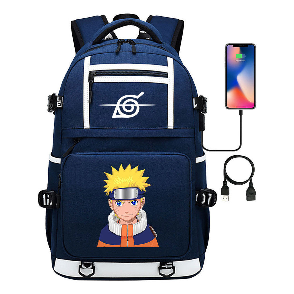 Fashionable Naruto Usb Youth Student School Bag Men's And Women's Backpack Leisure Travel Bag