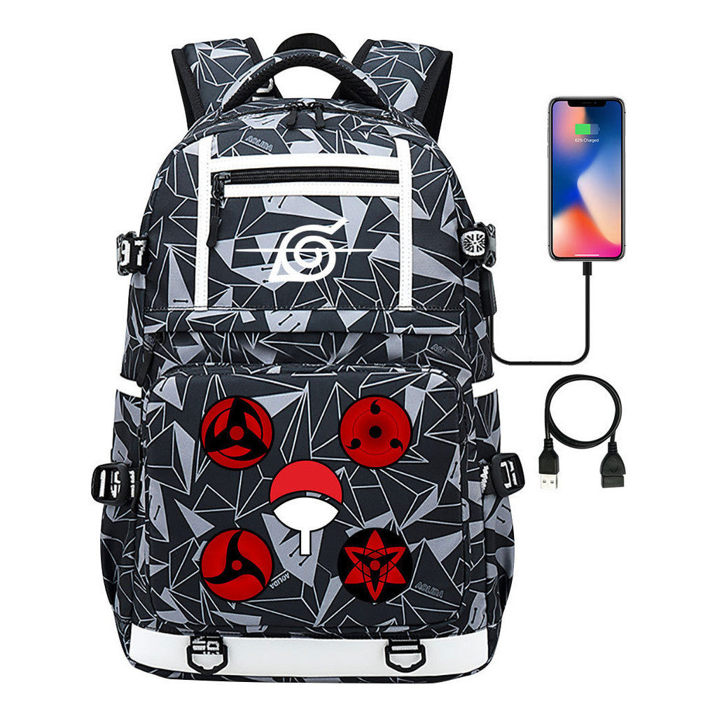 Fashionable Naruto Usb Youth Student School Bag Men's And Women's Backpack Leisure Travel Bag