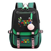 Super Mario Printed Usb Youth Student Backpack For Men And Women With Casual Woven Strap Flap Backpack