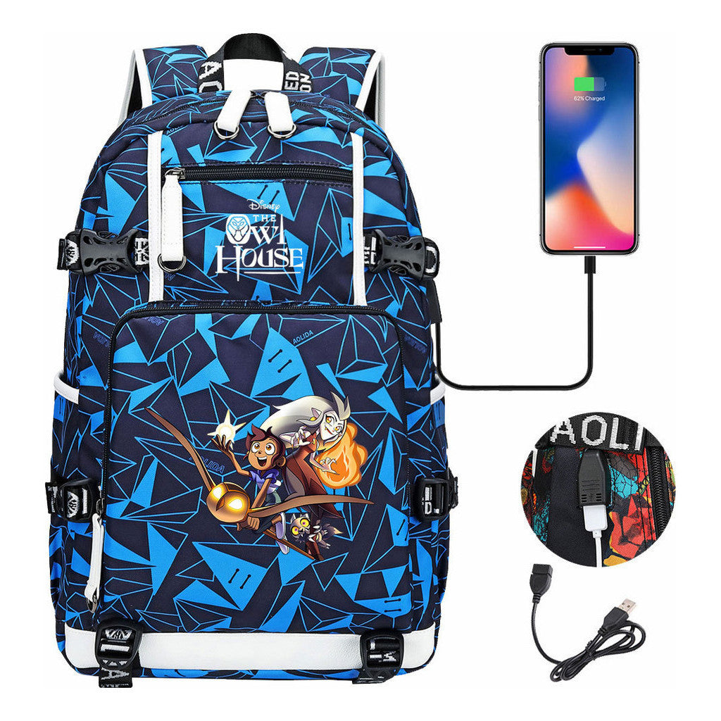 Anime Owl Magic Print Youth Student School Bag Backpack Leisure Travel Backpack