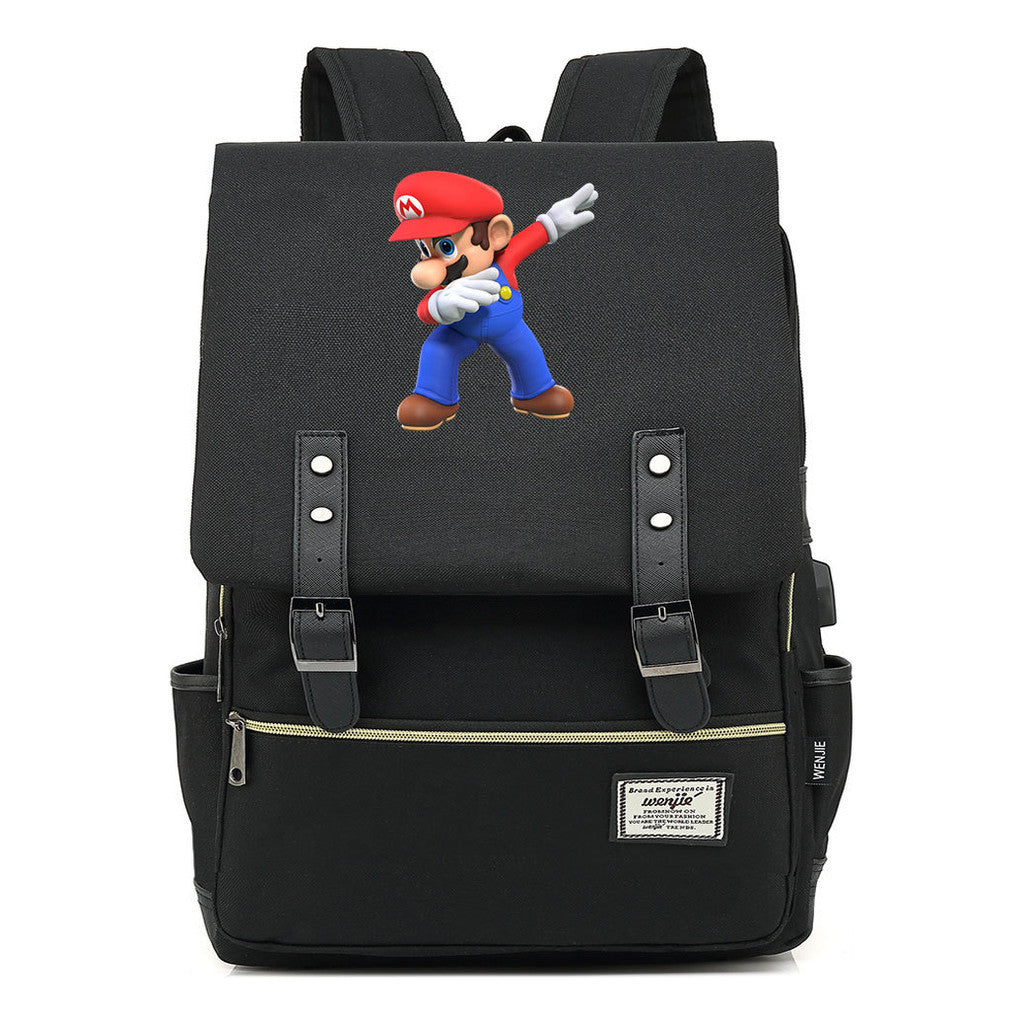 Game Super Mario Youth Student Backpack Usb Casual Backpack